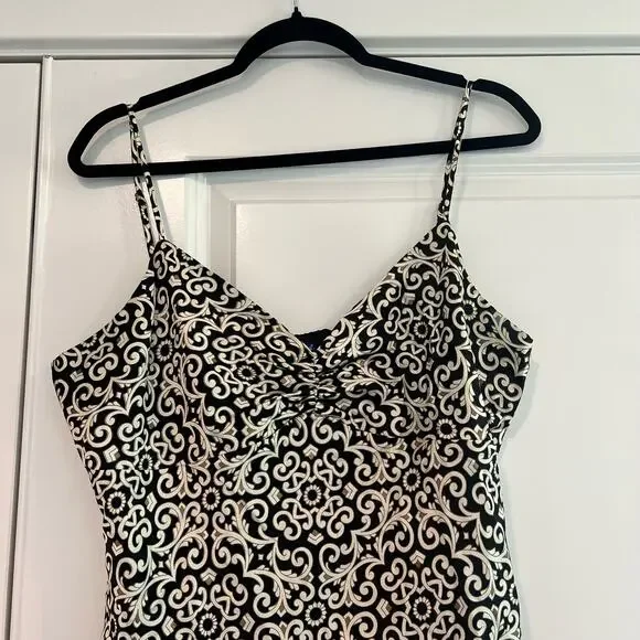 Tori Richard Women's Spaghetti Strap Blouse Cream Black Brown 100% Silk Sz 12 - Picture 3 of 8